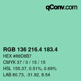 カラーコード: RGB 136 216.4 183.4 | qconv.com