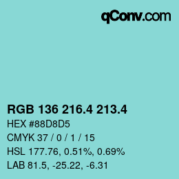 カラーコード: RGB 136 216.4 213.4 | qconv.com