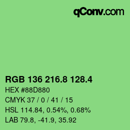 カラーコード: RGB 136 216.8 128.4 | qconv.com