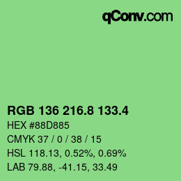 カラーコード: RGB 136 216.8 133.4 | qconv.com