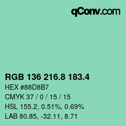 カラーコード: RGB 136 216.8 183.4 | qconv.com