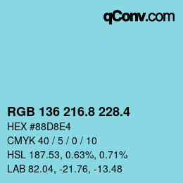 カラーコード: RGB 136 216.8 228.4 | qconv.com