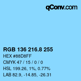 カラーコード: RGB 136 216.8 255 | qconv.com