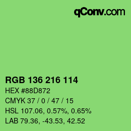 Color code: RGB 136 216 114 | qconv.com