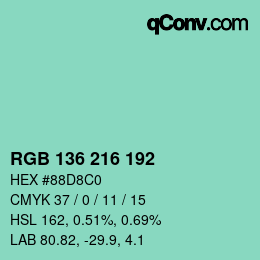 Color code: RGB 136 216 192 | qconv.com