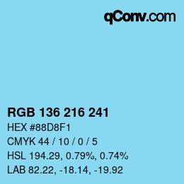 Color code: RGB 136 216 241 | qconv.com