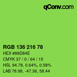 Color code: RGB 136 216 78 | qconv.com