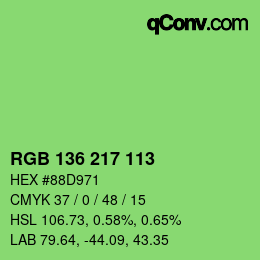 Color code: RGB 136 217 113 | qconv.com
