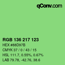Color code: RGB 136 217 123 | qconv.com