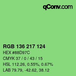 Color code: RGB 136 217 124 | qconv.com