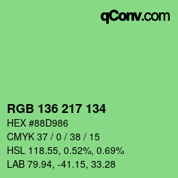 Color code: RGB 136 217 134 | qconv.com