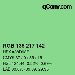 Color code: RGB 136 217 142 | qconv.com