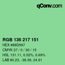 Color code: RGB 136 217 151 | qconv.com