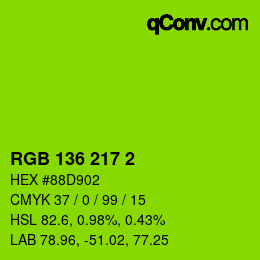 Color code: RGB 136 217 2 | qconv.com