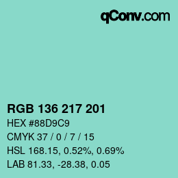 Color code: RGB 136 217 201 | qconv.com