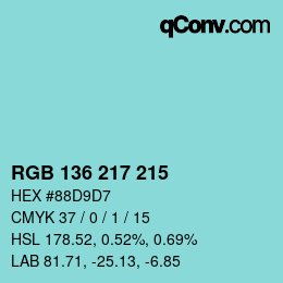 Color code: RGB 136 217 215 | qconv.com