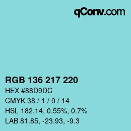 Color code: RGB 136 217 220 | qconv.com