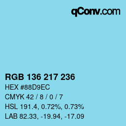 Color code: RGB 136 217 236 | qconv.com