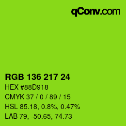 Color code: RGB 136 217 24 | qconv.com