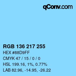 Color code: RGB 136 217 255 | qconv.com