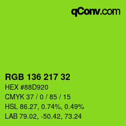 Farbcode: RGB 136 217 32 | qconv.com