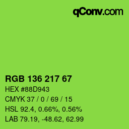 Color code: RGB 136 217 67 | qconv.com