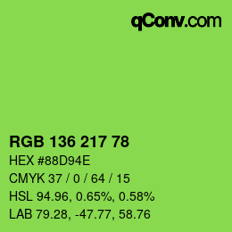 Color code: RGB 136 217 78 | qconv.com