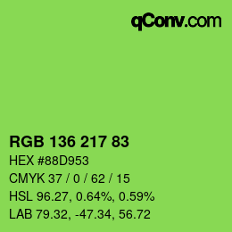 Color code: RGB 136 217 83 | qconv.com