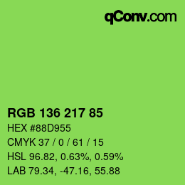 Color code: RGB 136 217 85 | qconv.com