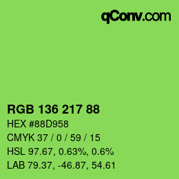 Color code: RGB 136 217 88 | qconv.com