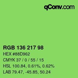 Color code: RGB 136 217 98 | qconv.com