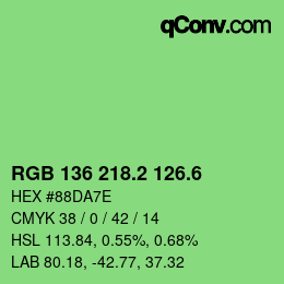 カラーコード: RGB 136 218.2 126.6 | qconv.com