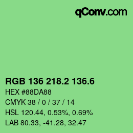 カラーコード: RGB 136 218.2 136.6 | qconv.com