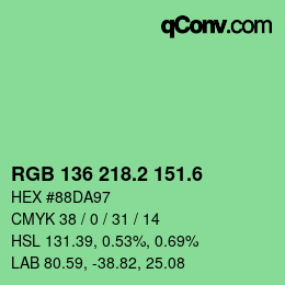 カラーコード: RGB 136 218.2 151.6 | qconv.com