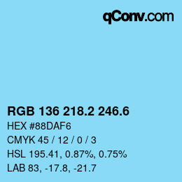 カラーコード: RGB 136 218.2 246.6 | qconv.com