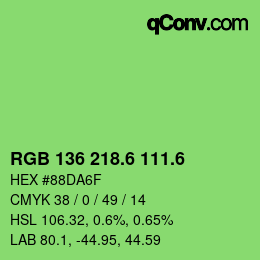カラーコード: RGB 136 218.6 111.6 | qconv.com