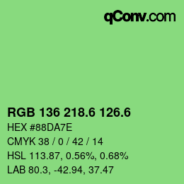カラーコード: RGB 136 218.6 126.6 | qconv.com