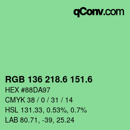 カラーコード: RGB 136 218.6 151.6 | qconv.com