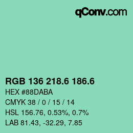 カラーコード: RGB 136 218.6 186.6 | qconv.com