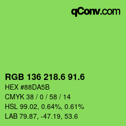 カラーコード: RGB 136 218.6 91.6 | qconv.com