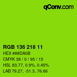 Color code: RGB 136 218 11 | qconv.com