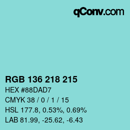 Color code: RGB 136 218 215 | qconv.com