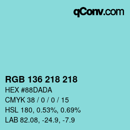 Color code: RGB 136 218 218 | qconv.com