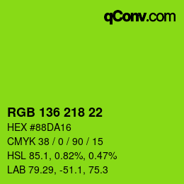 Color code: RGB 136 218 22 | qconv.com