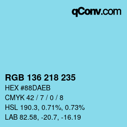 Color code: RGB 136 218 235 | qconv.com