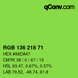 Color code: RGB 136 218 71 | qconv.com