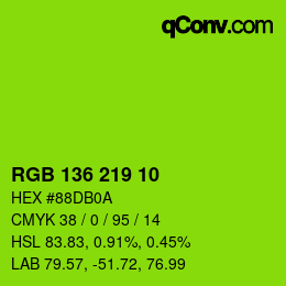 Color code: RGB 136 219 10 | qconv.com