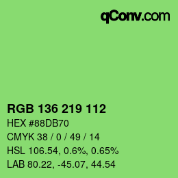 Color code: RGB 136 219 112 | qconv.com