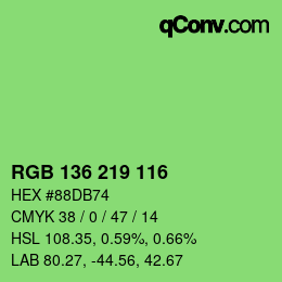 Color code: RGB 136 219 116 | qconv.com