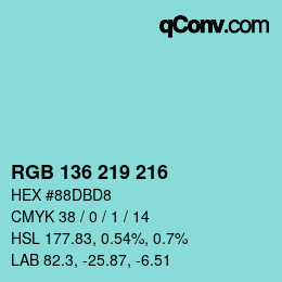 Color code: RGB 136 219 216 | qconv.com